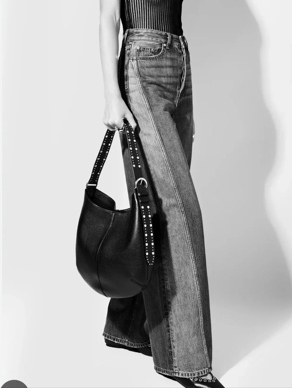 Rebecca Minkoff Black Pebbled Leather convertible hobo bag